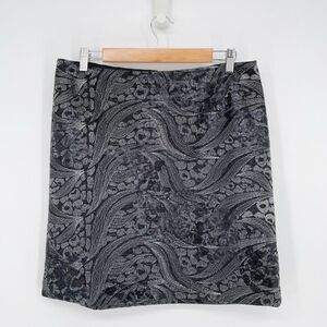 Ann Taylor Metallic Sequin Pencil Mini Skirt Black Women's 12